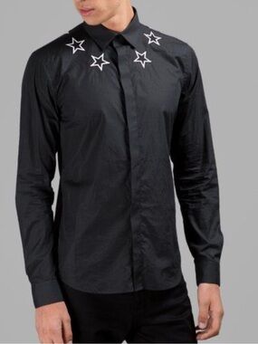 Givenchy Stars Embroidery Button Down Shirt 15.5